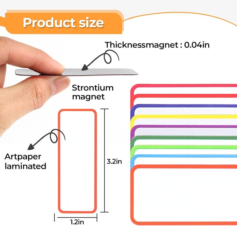 Mositear 162pcs Magnetic Dry Erase Labels Colorful Name Tags Flexible Reusable Magnetic Label Stickers for White Board Refrigerator Locker Size 3.2"x1.2" by - Image 5